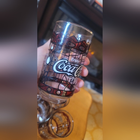 VINTAGE Coca-Cola Tiffany Style, Stained Glass Drinking Glasses/Tumblers 5(+2) - Picture 10 of 16
